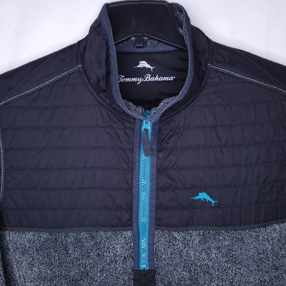 Tommy Bahama Cascade Cozy Jacket Mens Large Gray Sherpa 1/4 Zip